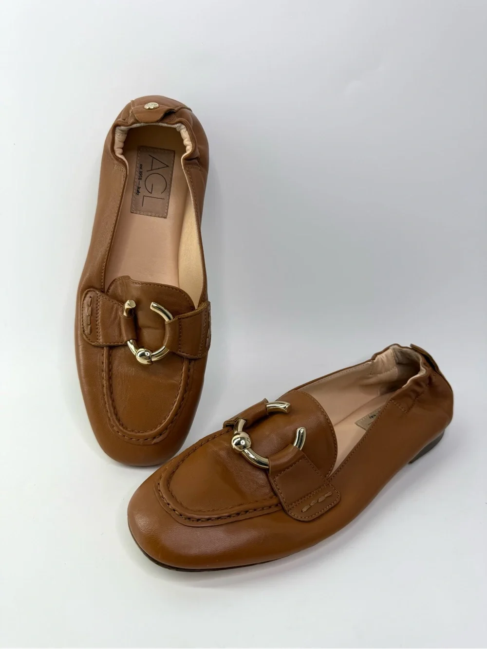 AGL Leather Sheryl Moc Bit Loafer Flats Brown Size 36/US6